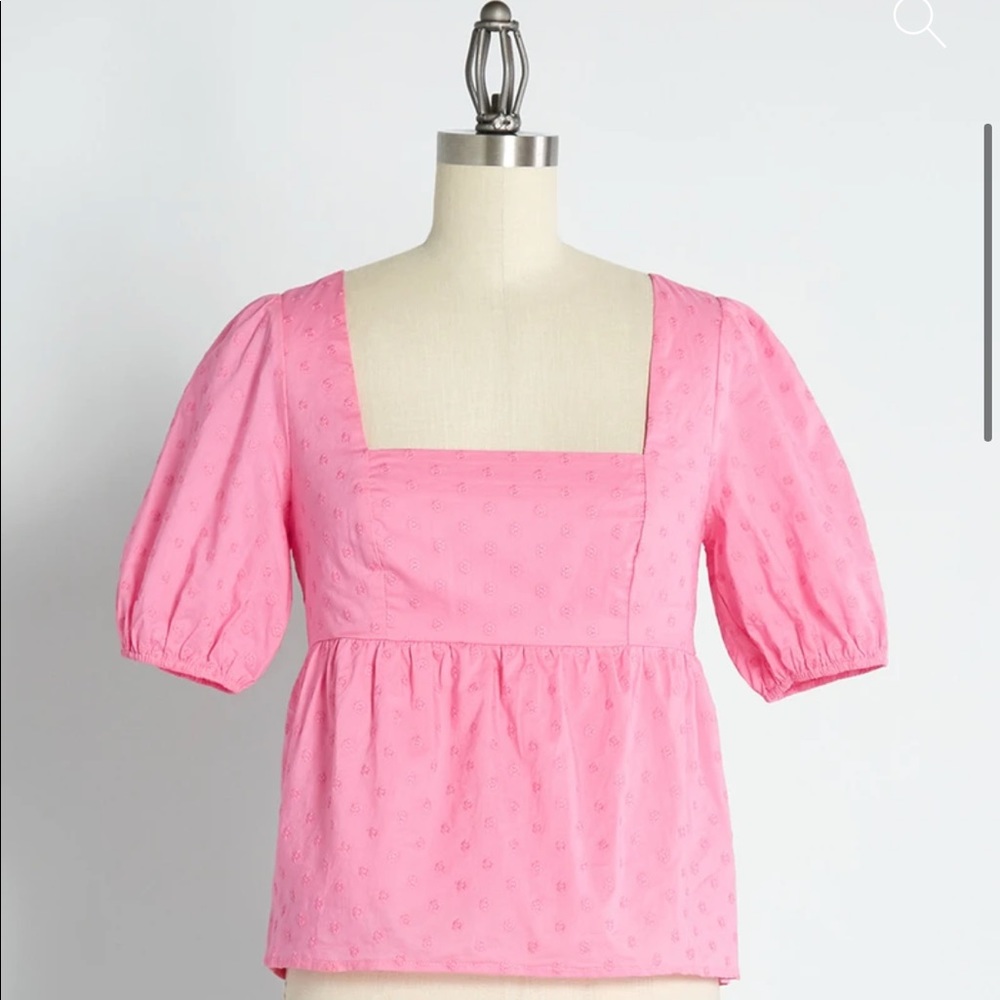 NWT ModCloth Farming Daisies Babydoll Top Pink, L